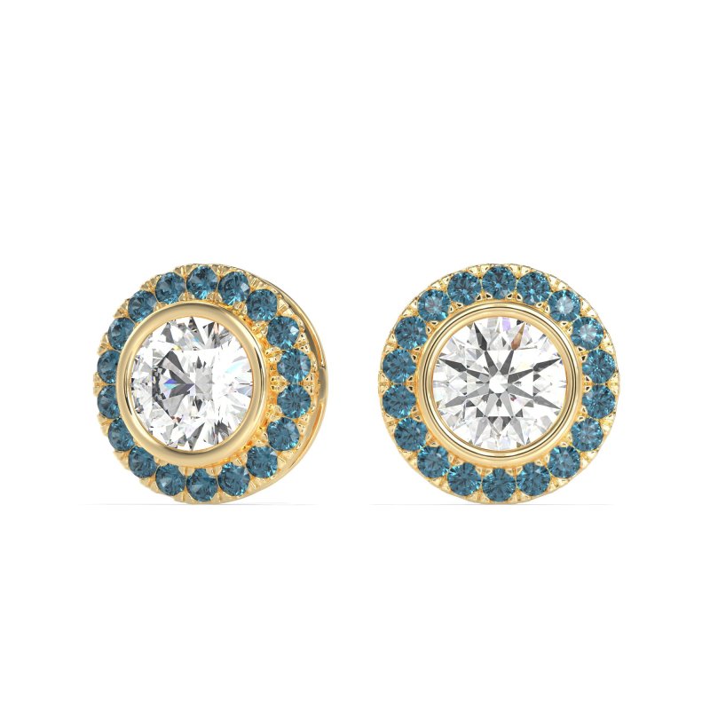 Round Bezel Halo Studs