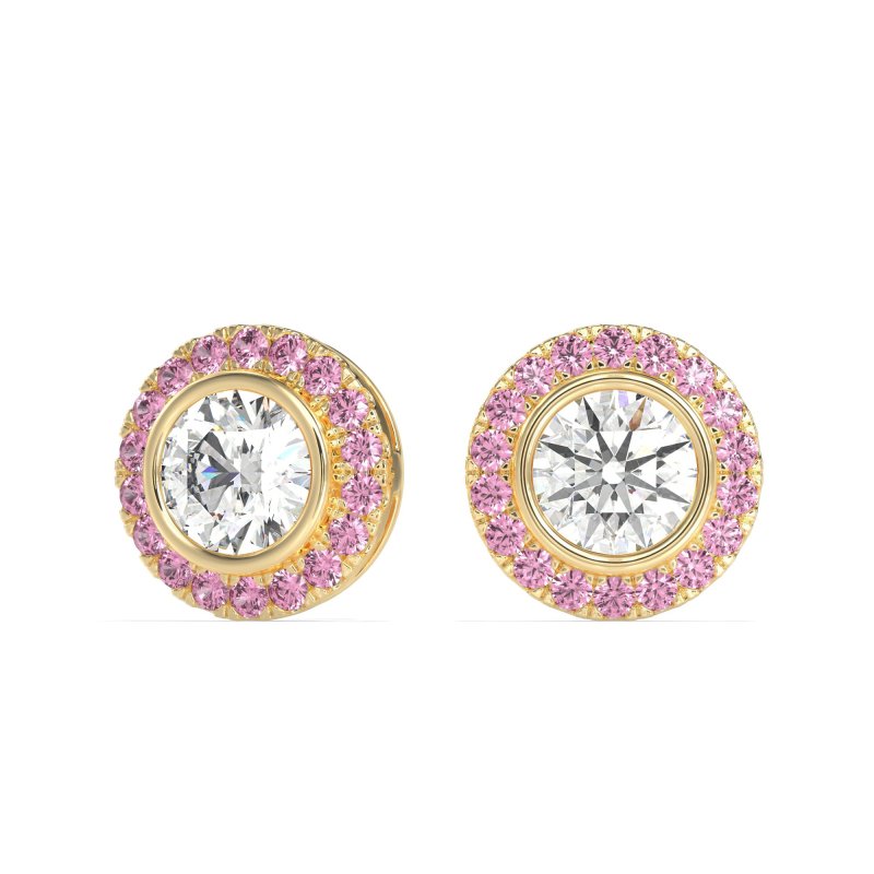 Round Bezel Halo Studs