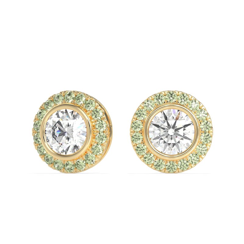 Round Bezel Halo Studs