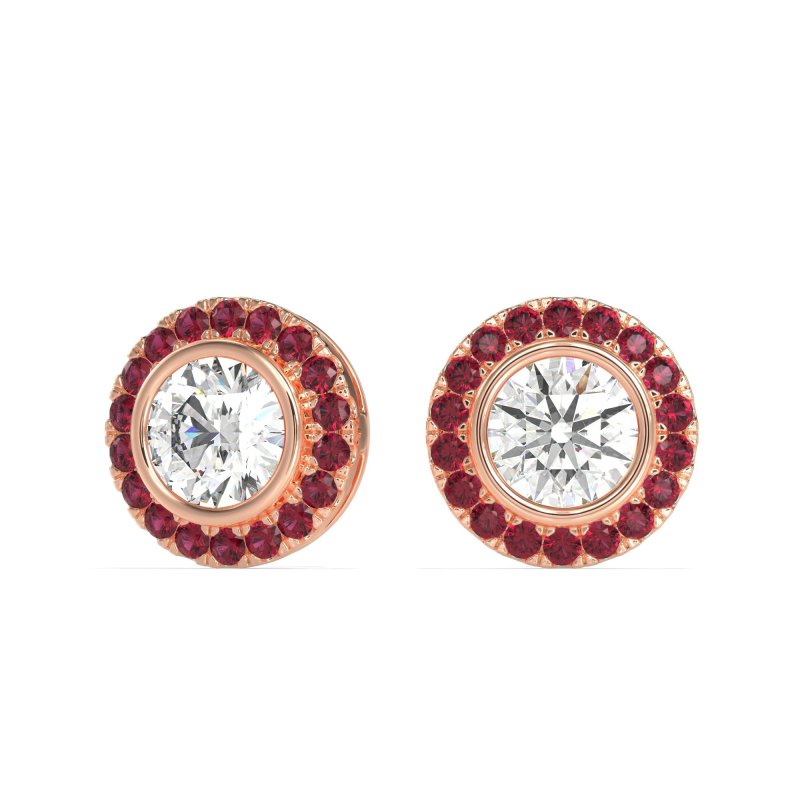 Round Bezel Halo Studs