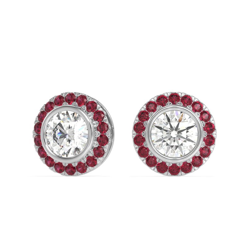 Round Bezel Halo Studs