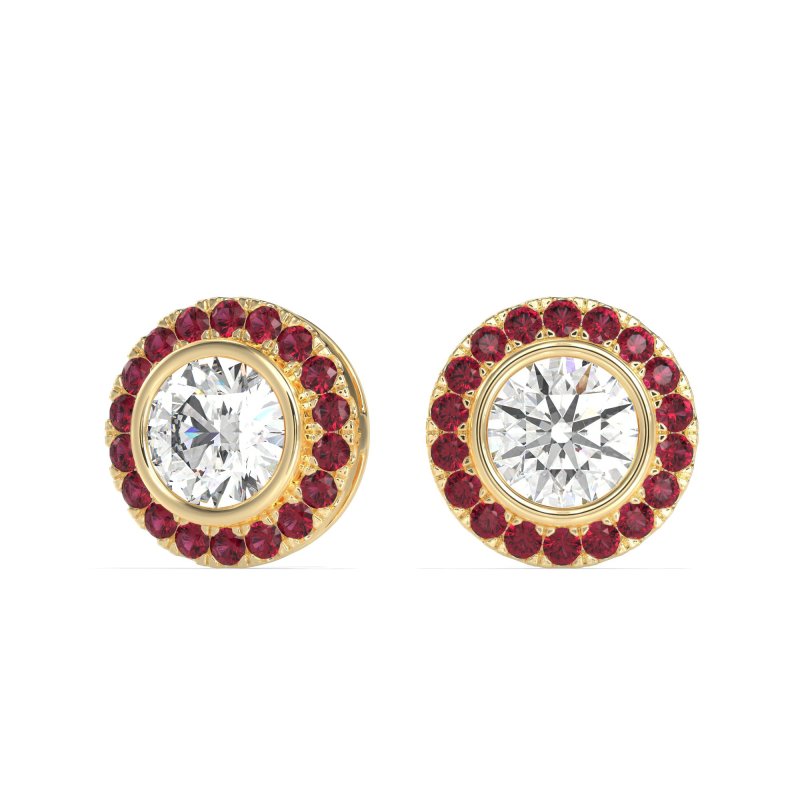Round Bezel Halo Studs
