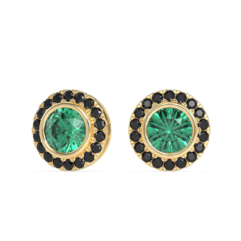 Round Bezel Halo Studs