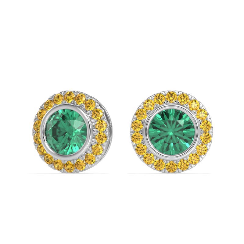 Round Bezel Halo Studs