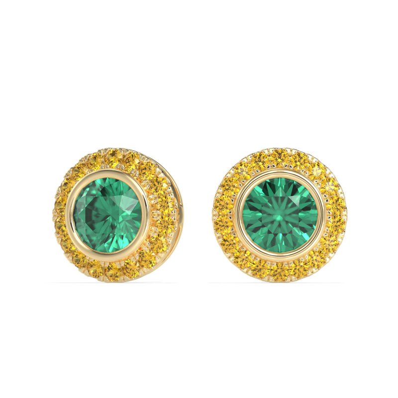 Round Bezel Halo Studs