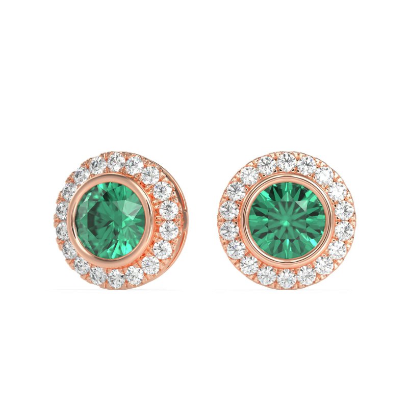 Round Bezel Halo Studs