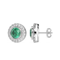 Round Bezel Halo Studs