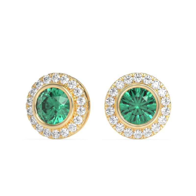 Round Bezel Halo Studs