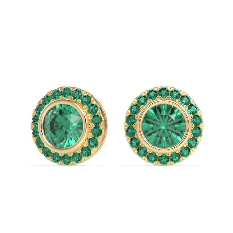 Round Bezel Halo Studs