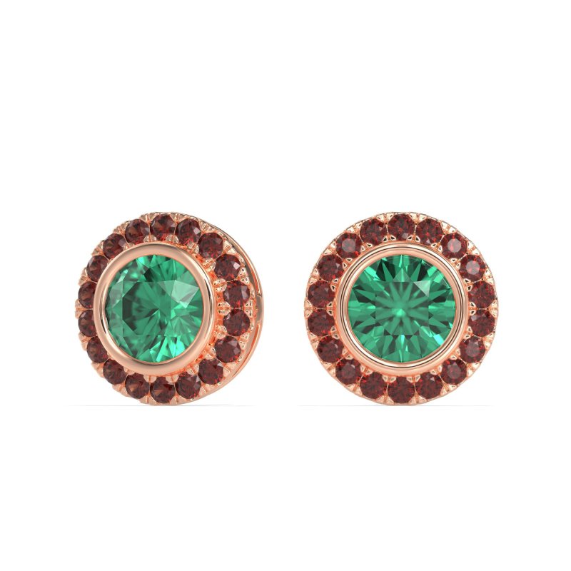 Round Bezel Halo Studs
