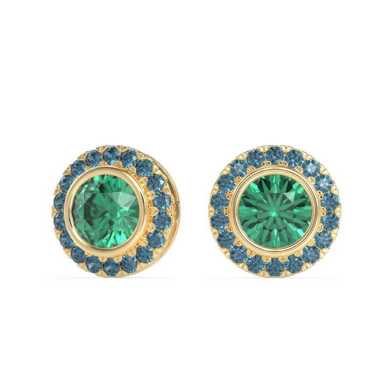 Round Bezel Halo Studs