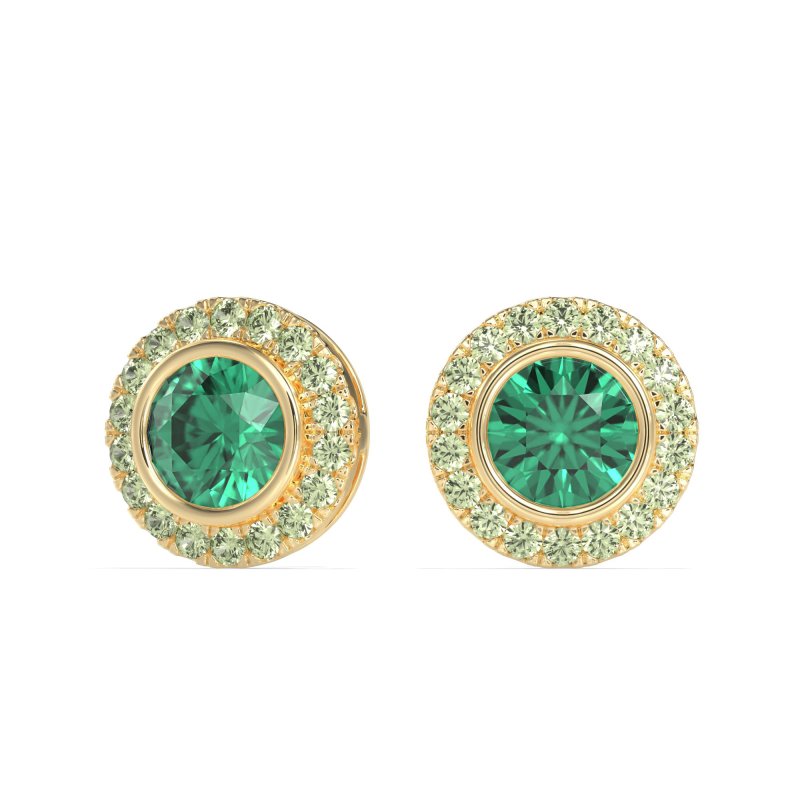 Round Bezel Halo Studs