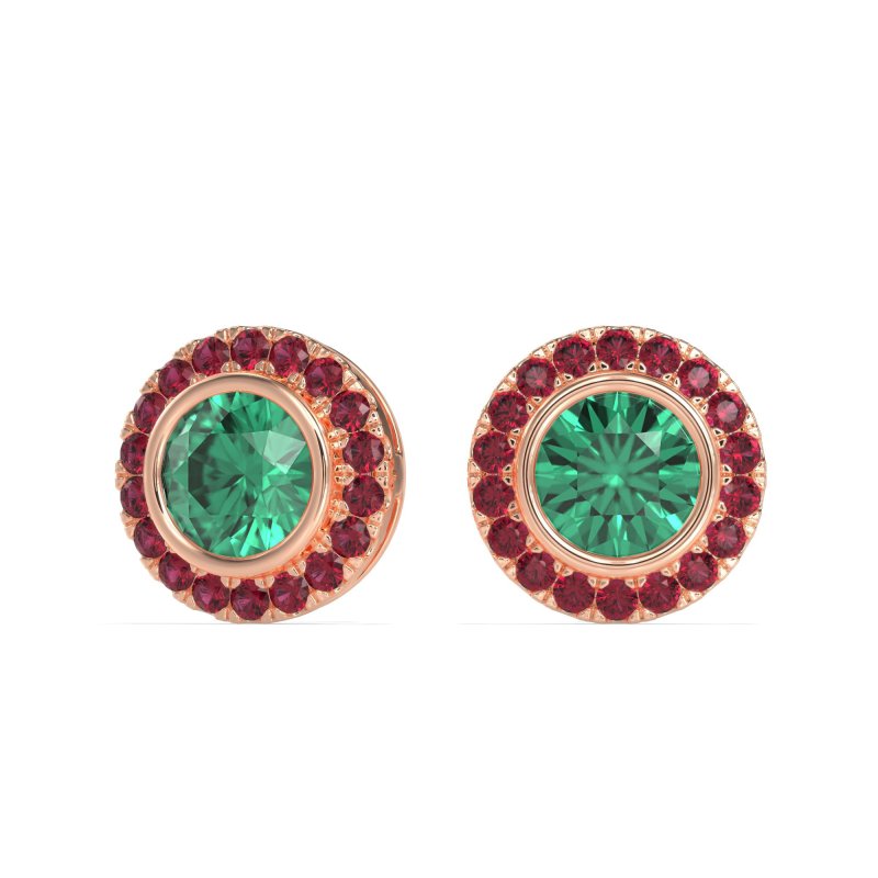 Round Bezel Halo Studs