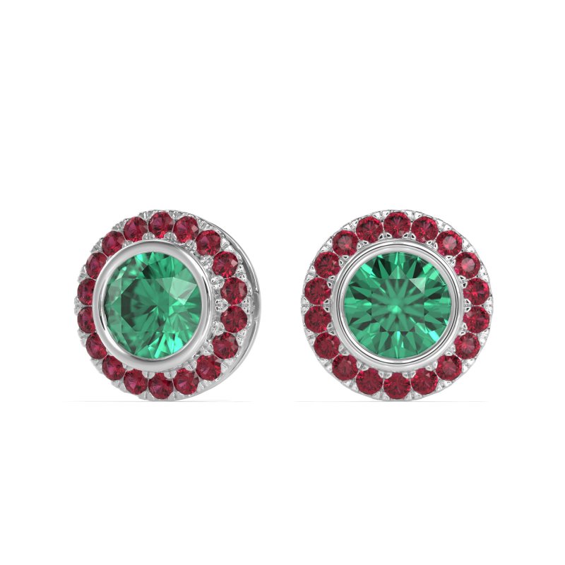 Round Bezel Halo Studs