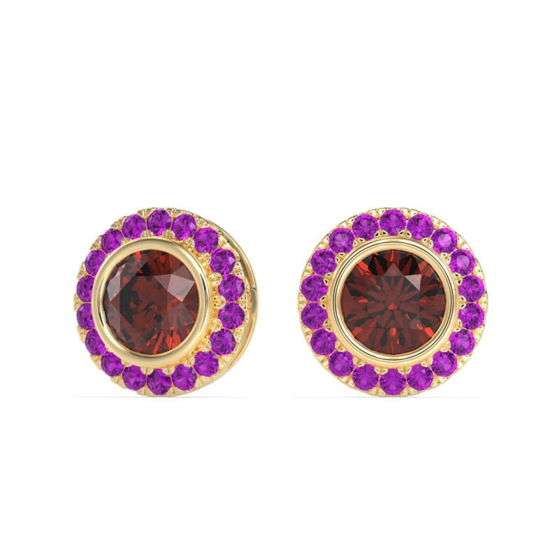 Round Bezel Halo Studs
