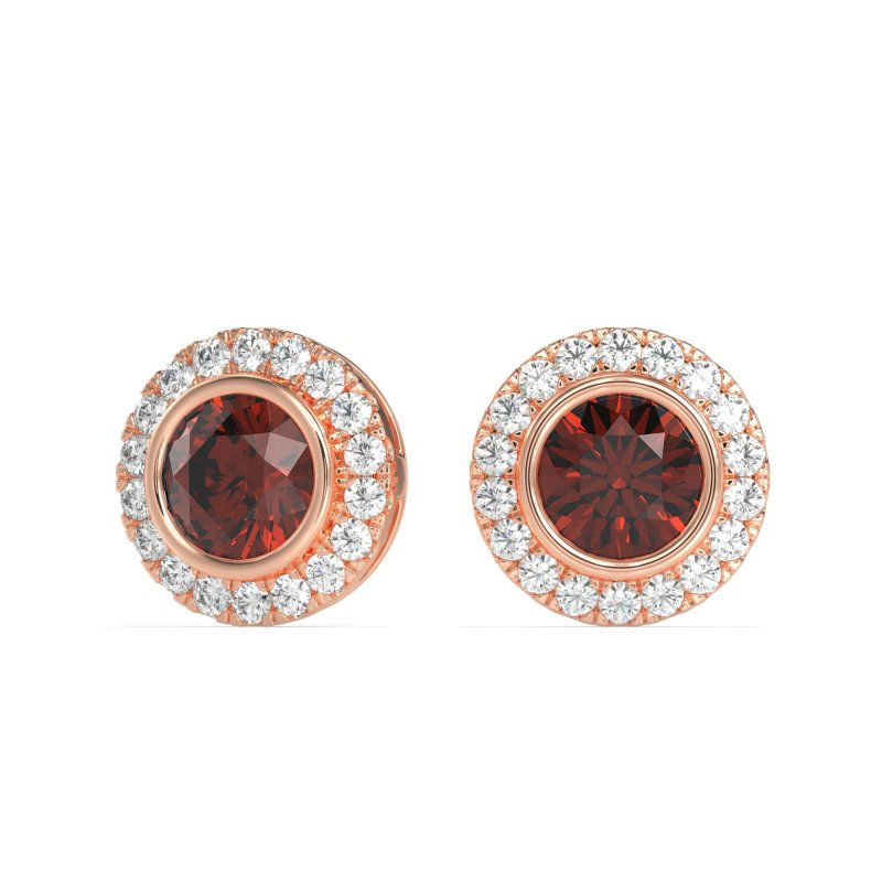 Round Bezel Halo Studs