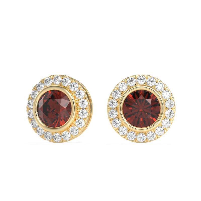 Round Bezel Halo Studs