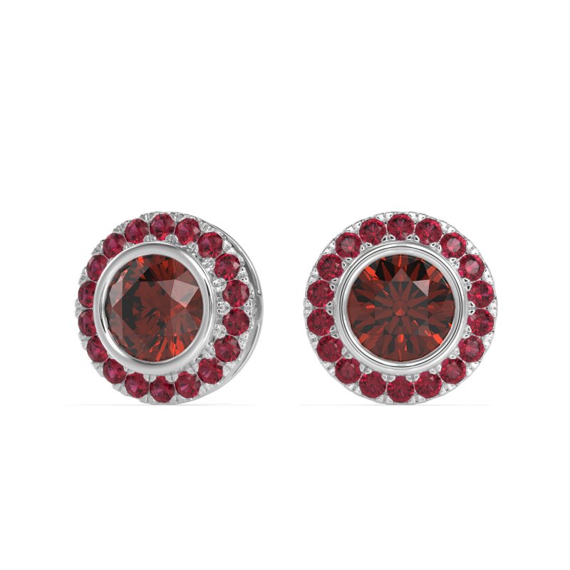 Round Bezel Halo Studs