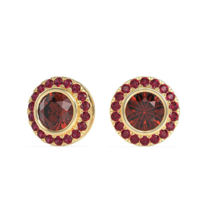 Round Bezel Halo Studs