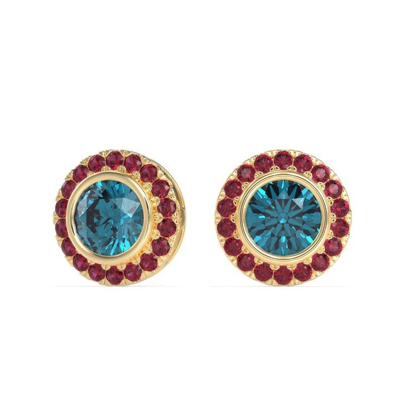 Round Bezel Halo Studs