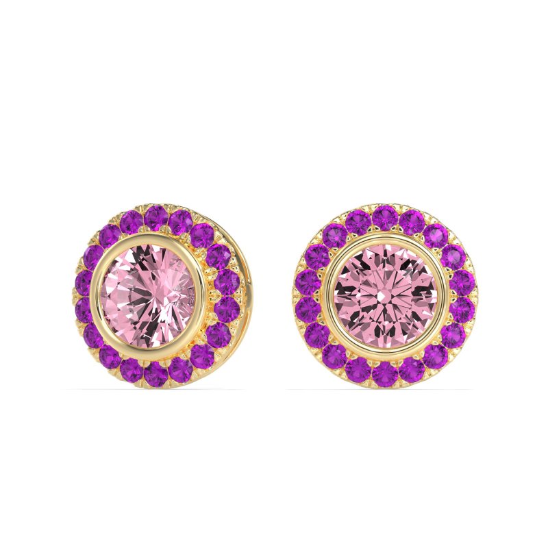 Round Bezel Halo Studs