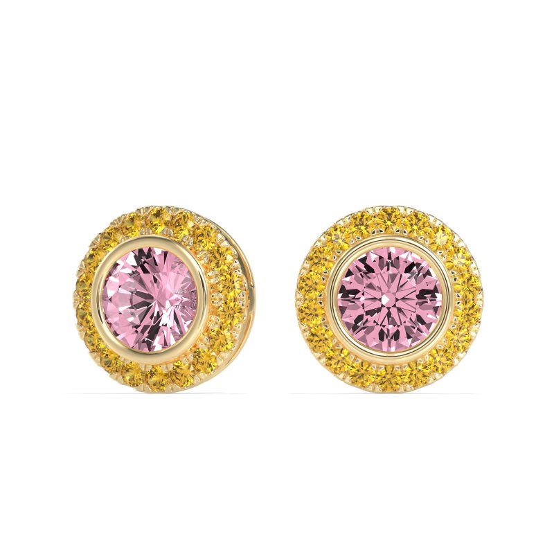 Round Bezel Halo Studs