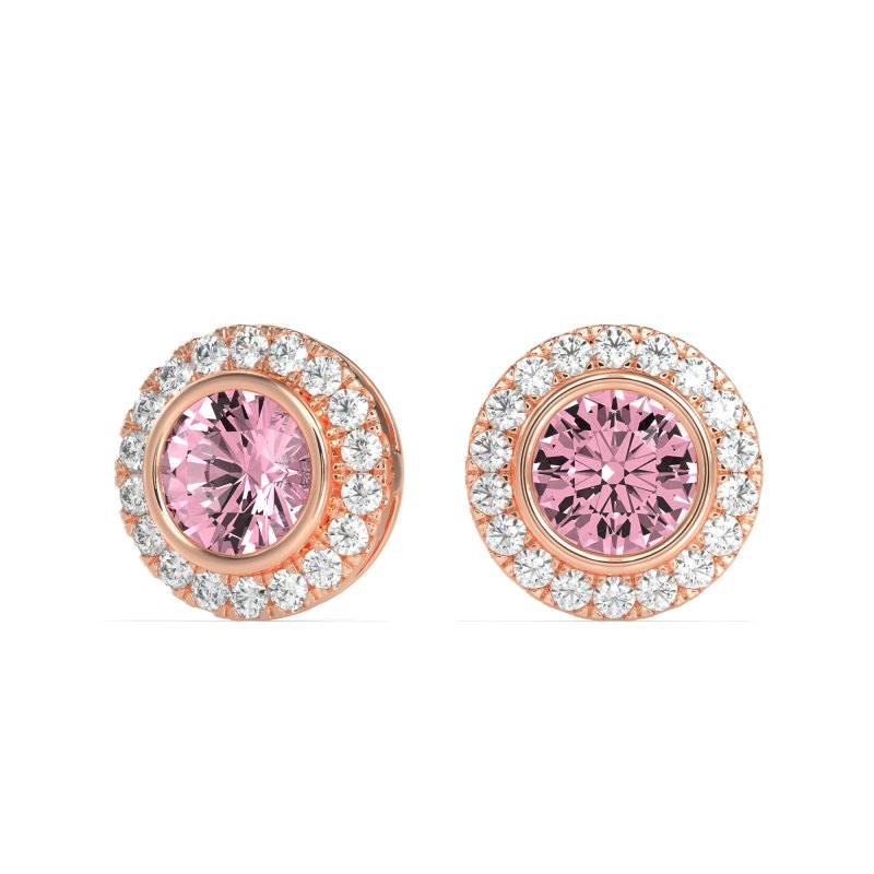 Round Bezel Halo Studs