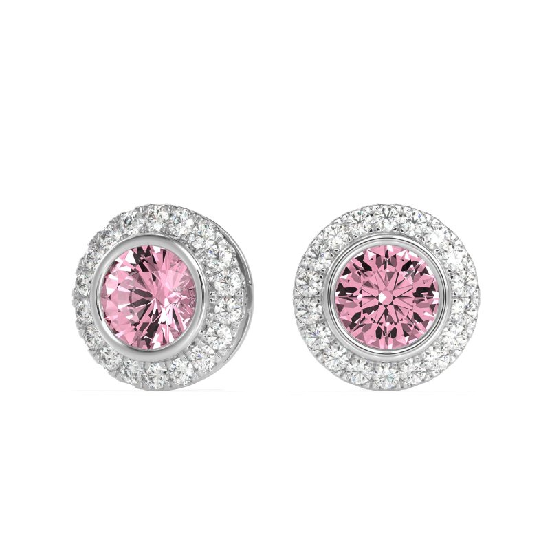 Round Bezel Halo Studs