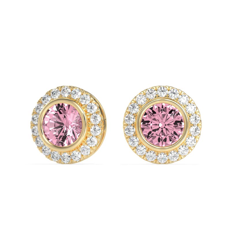 Round Bezel Halo Studs