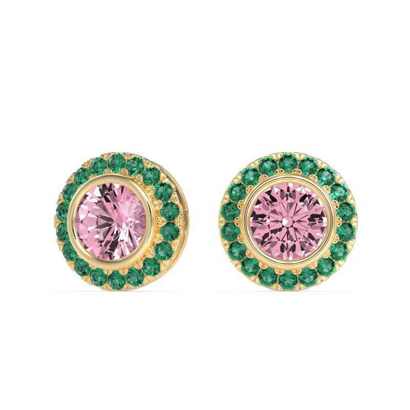 Round Bezel Halo Studs