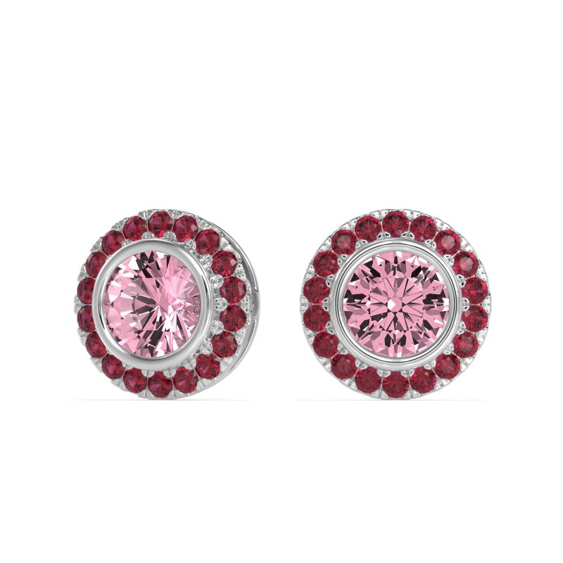 Round Bezel Halo Studs