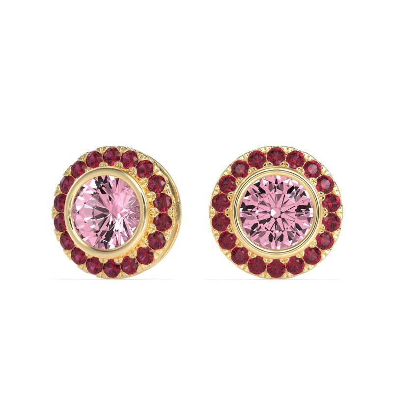 Round Bezel Halo Studs