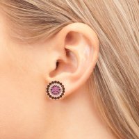 Round Bezel Halo Studs