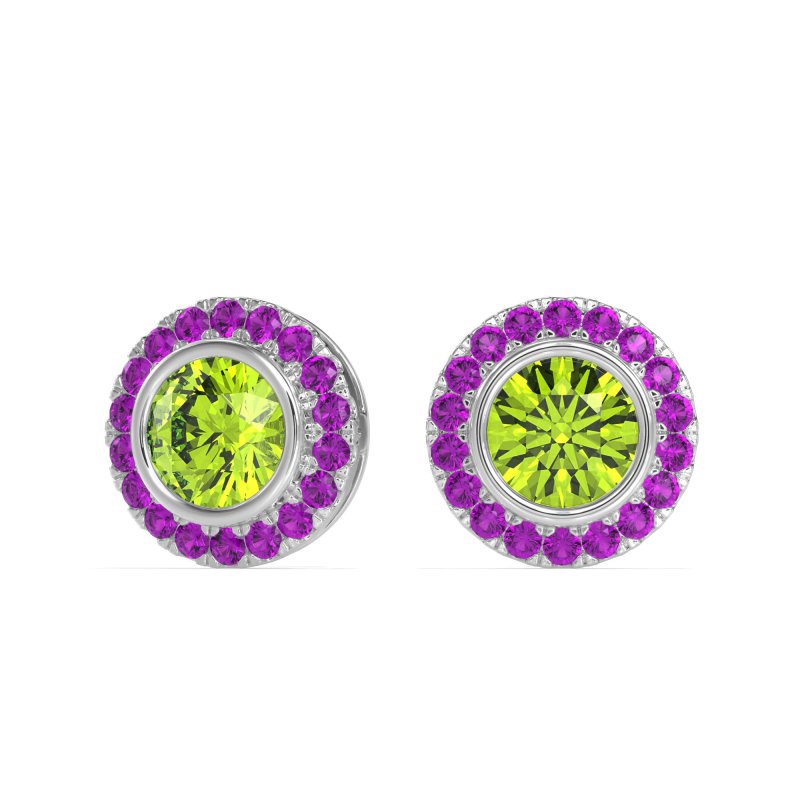 Round Bezel Halo Studs