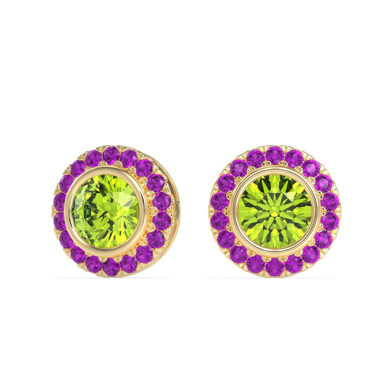 Round Bezel Halo Studs