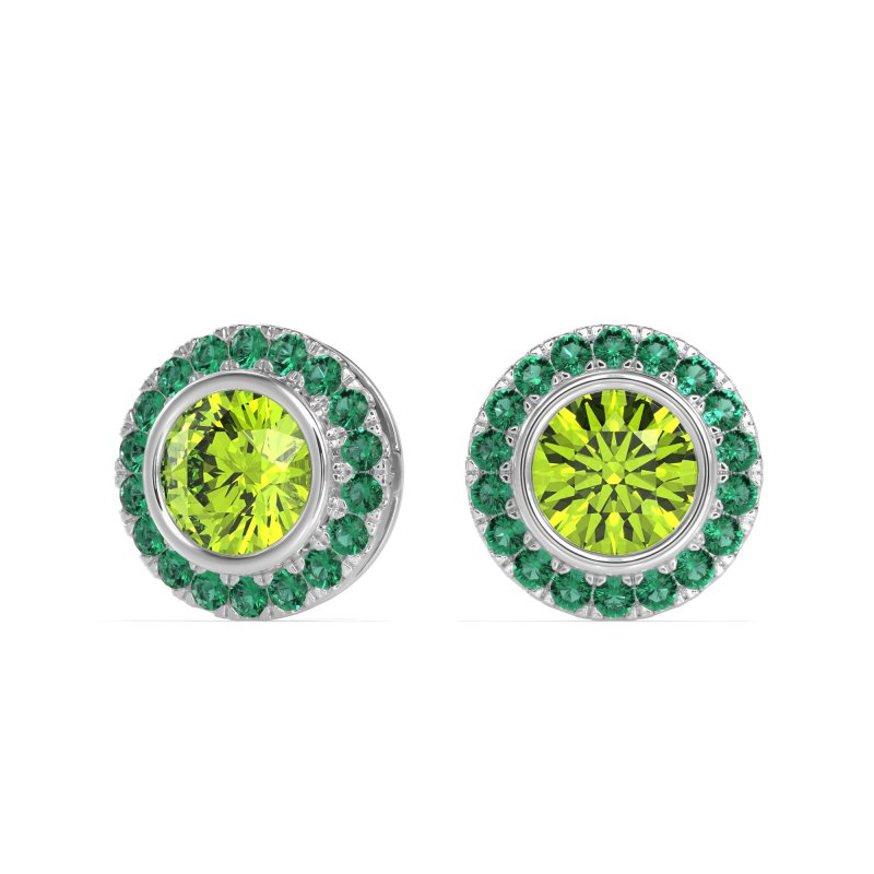 Round Bezel Halo Studs