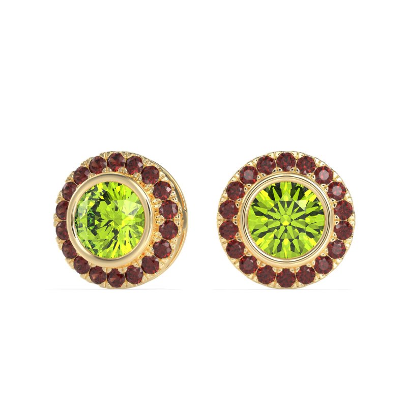 Round Bezel Halo Studs