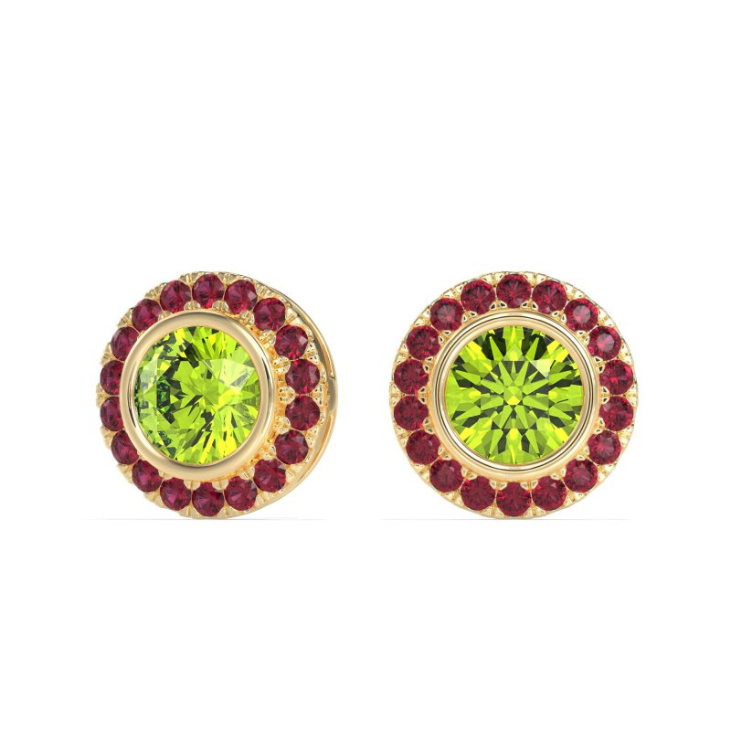 Round Bezel Halo Studs
