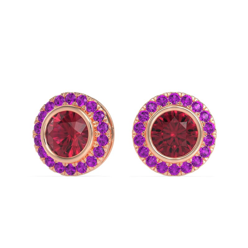 Round Bezel Halo Studs