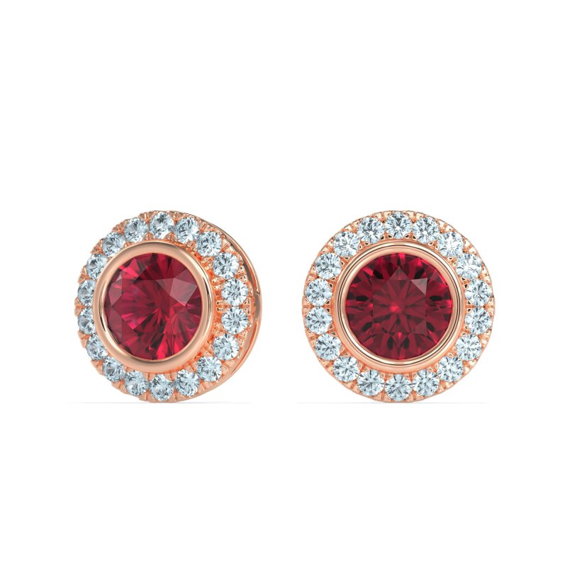 Round Bezel Halo Studs
