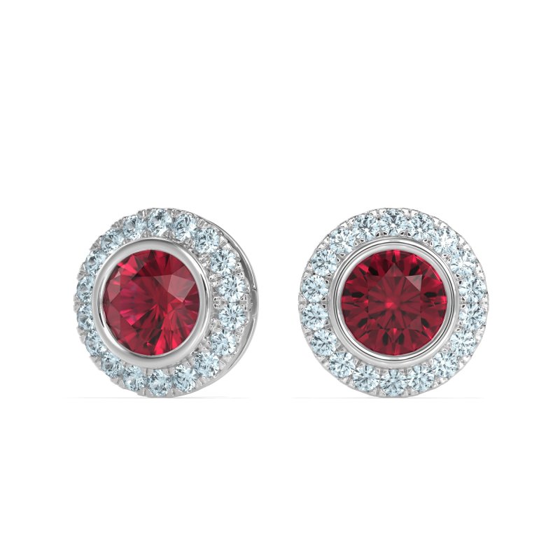 Round Bezel Halo Studs