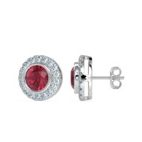 Round Bezel Halo Studs