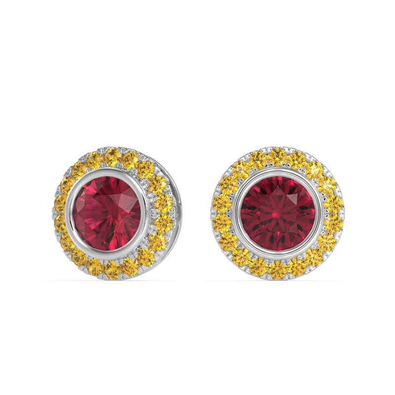 Round Bezel Halo Studs