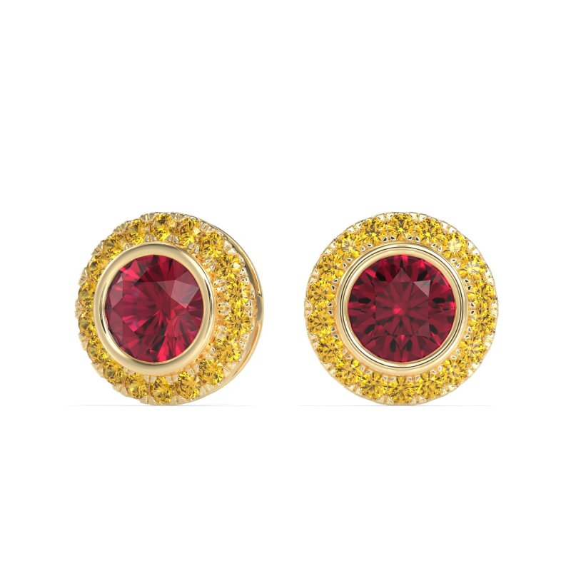 Round Bezel Halo Studs