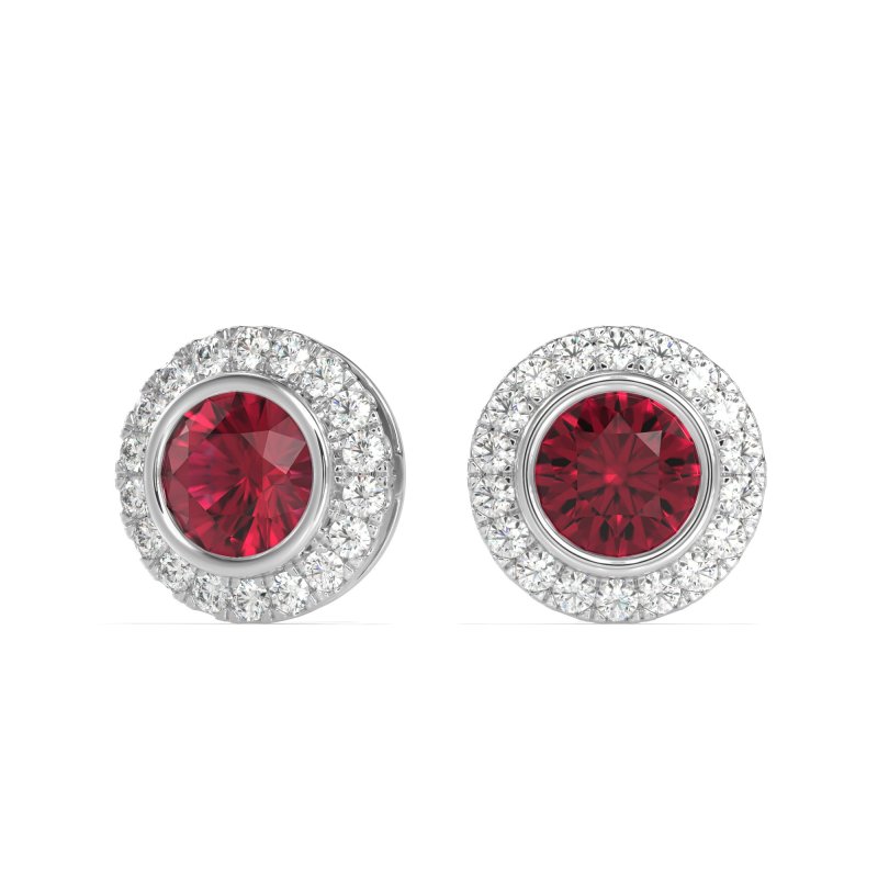 Round Bezel Halo Studs