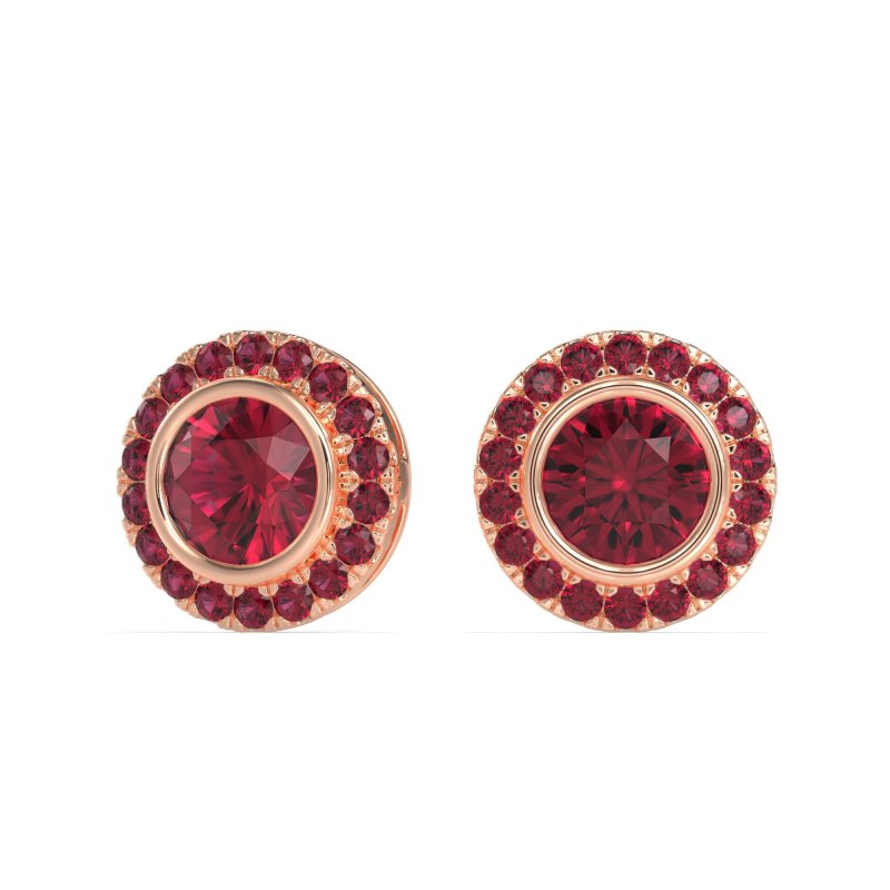 Round Bezel Halo Studs