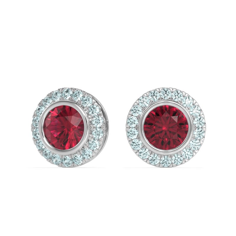 Round Bezel Halo Studs