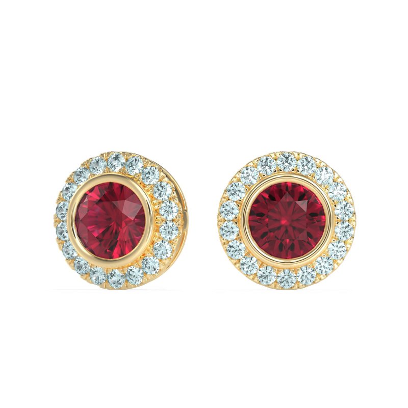 Round Bezel Halo Studs