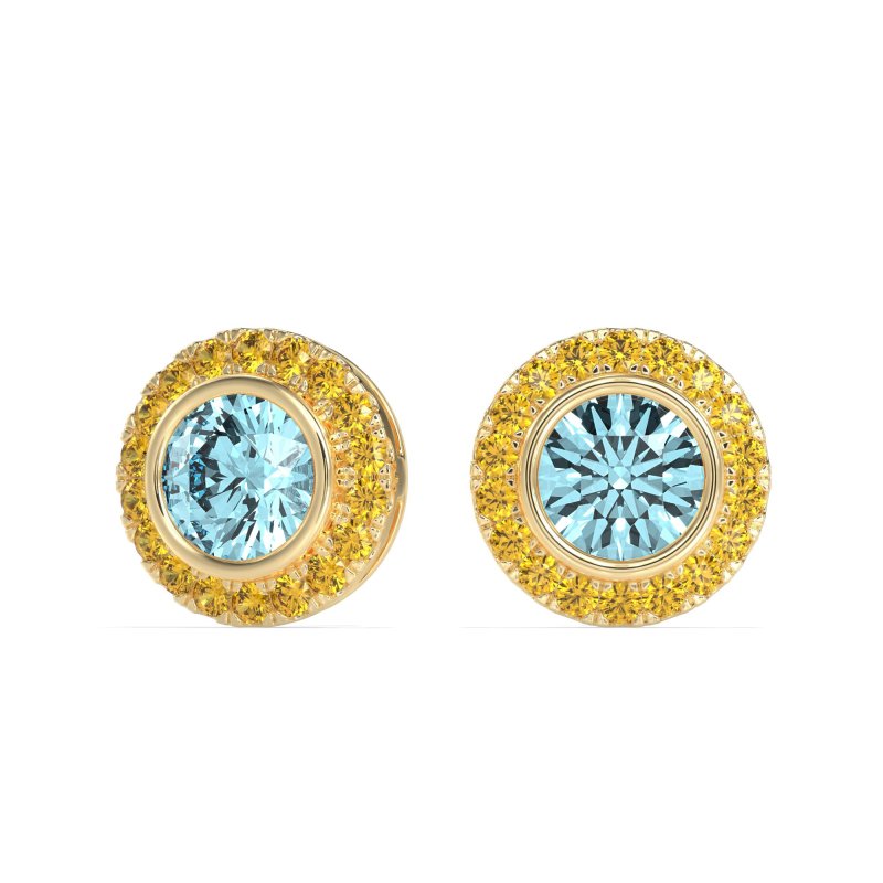 Round Bezel Halo Studs