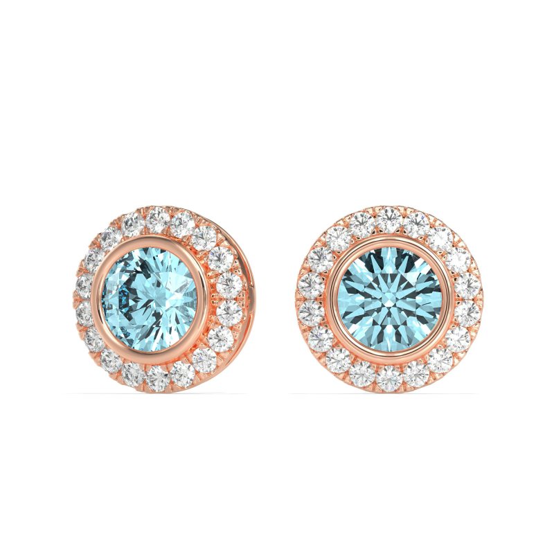 Round Bezel Halo Studs